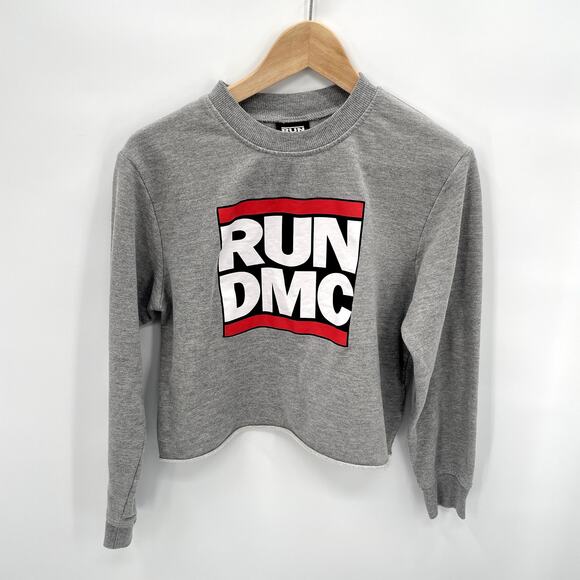 Run DMC Gray Long Sleeve Cropped Crewneck Sweatshirt // M - Picture 1 of 7